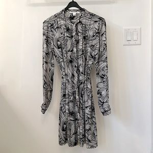 Diane von Furstenberg DVF Silk White and Black Dress Size 6